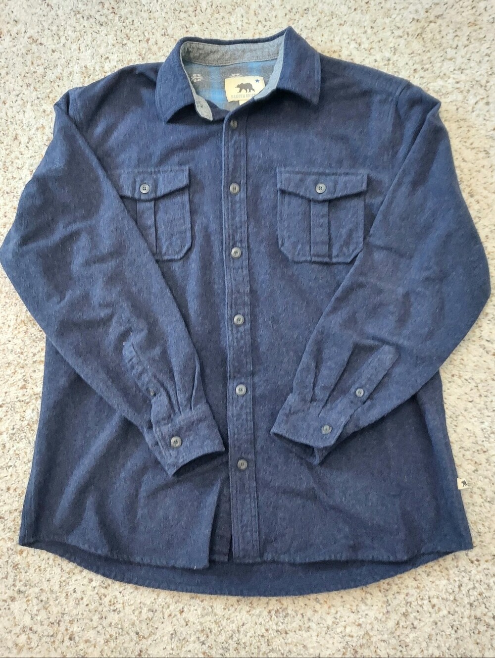 Dakota Grizzly Cotton Chamois Button Down Shirt Navy Men XL Rugged